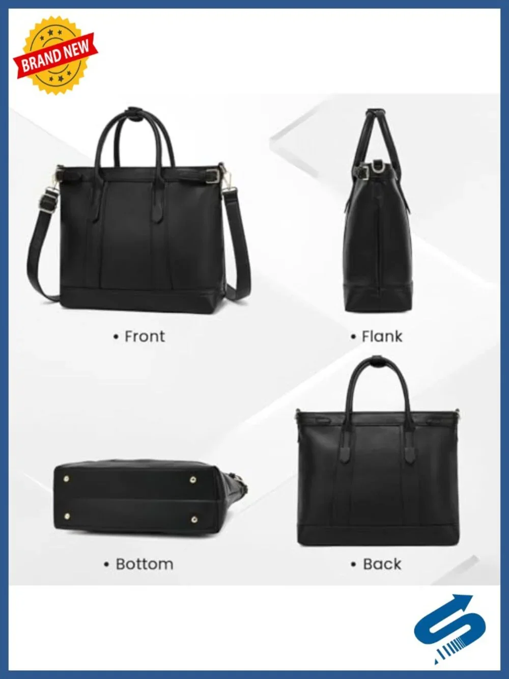 Vegan Leather Tote Handbag with Zipper Pockets Adjustable Strap for Work Travel